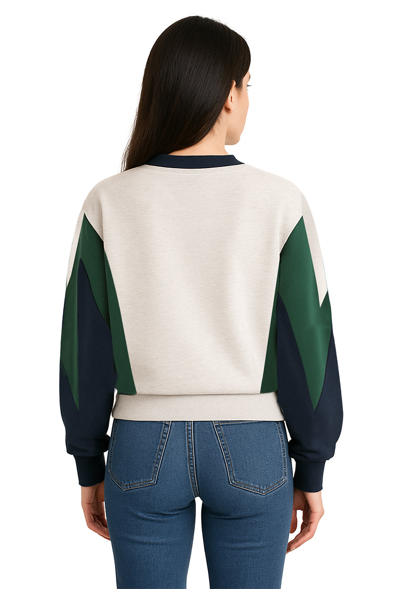 Sudadera Bloques Avena/Verde
