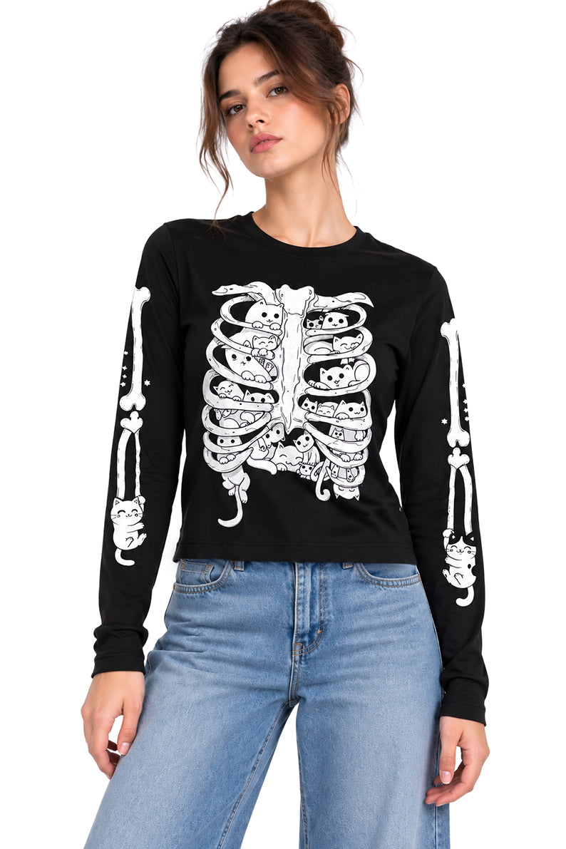 Playera Gatos Hueso