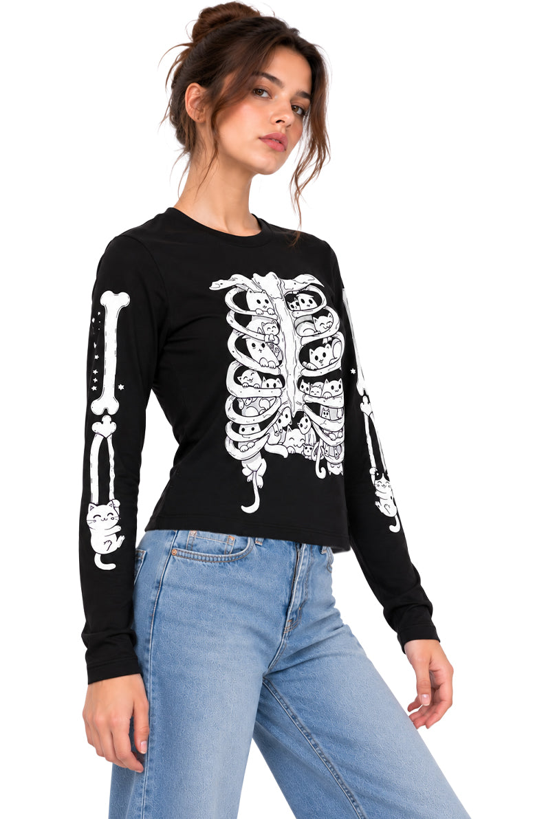 Playera Gatos Hueso