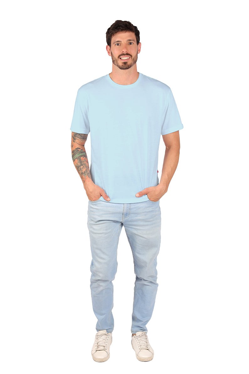 Playera BASICA CUELLO REDONDO CIELO (8647880605919)