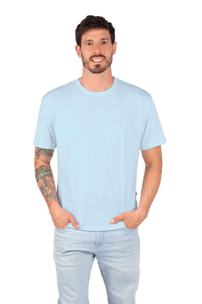 Playera BASICA CUELLO REDONDO CIELO (8647880605919)