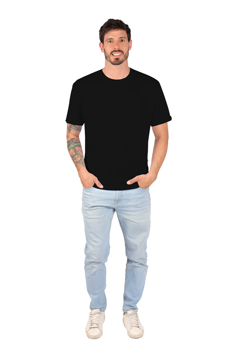 Playera BASICA CUELLO REDONDO NEGRO (8648055849183)