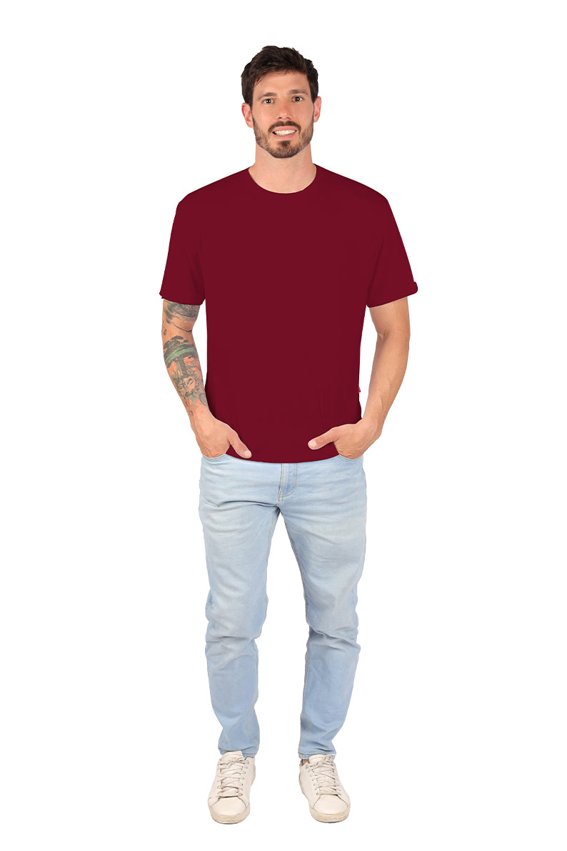 Playera Caballero MC / BASICA CUELLO REDONDO VINO (8815825584351)