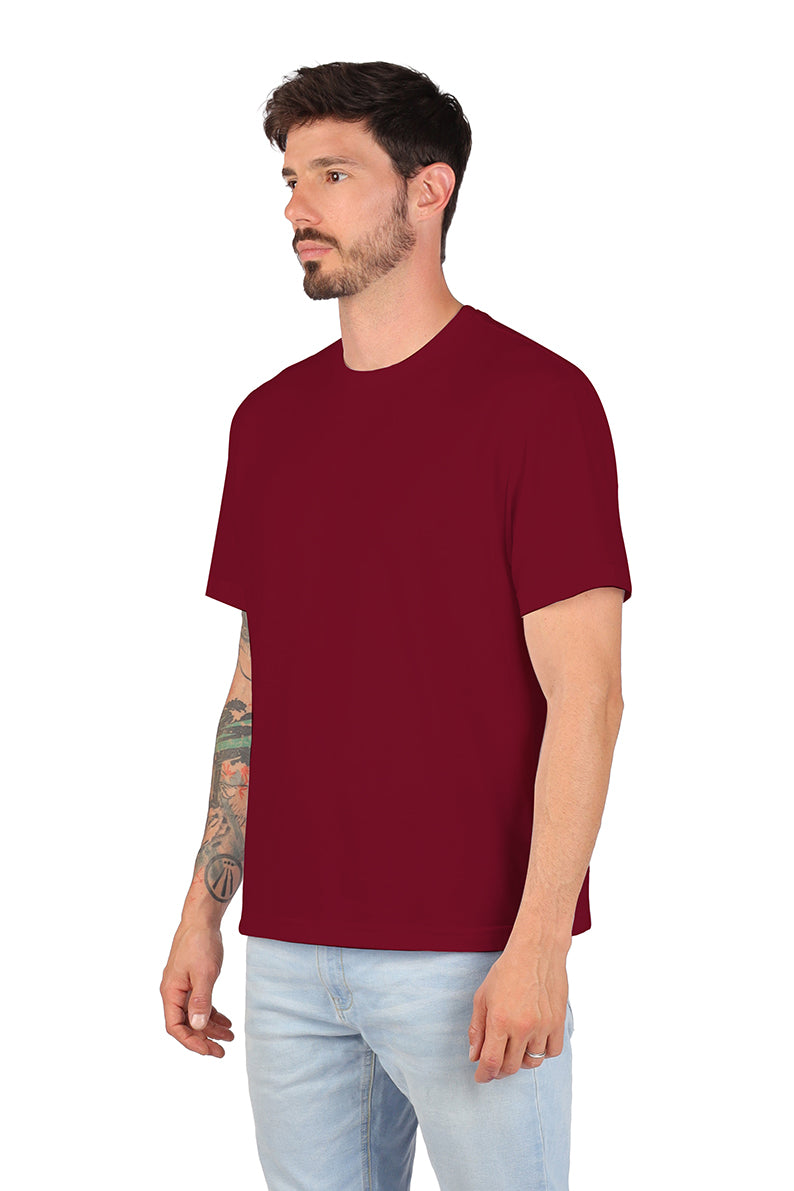 Playera Caballero MC / BASICA CUELLO REDONDO VINO (8815825584351)