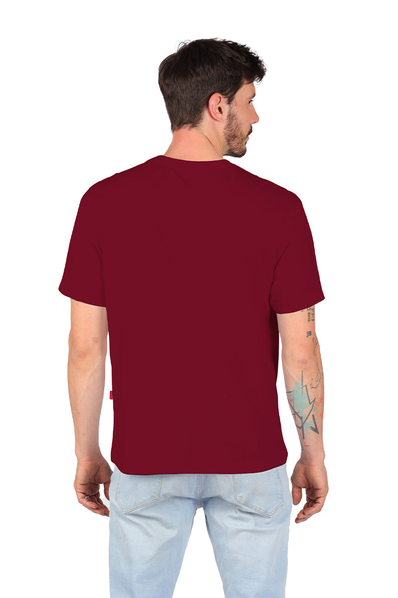 Playera Caballero MC / BASICA CUELLO REDONDO VINO (8815825584351)