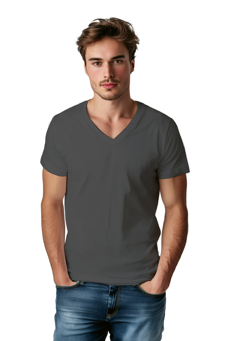 Playera Caballero MC / BASICA CUELLO V GRIS (8815830008031)