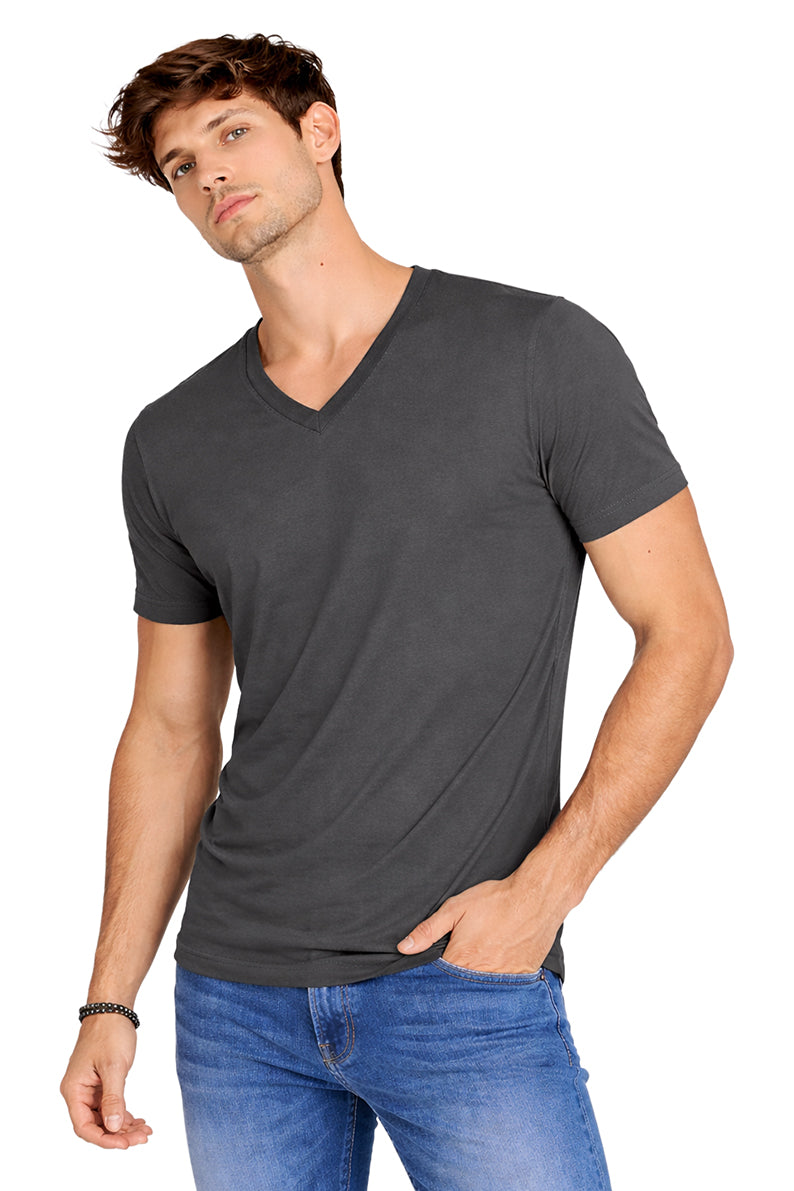 Playera Caballero MC / BASICA CUELLO V GRIS