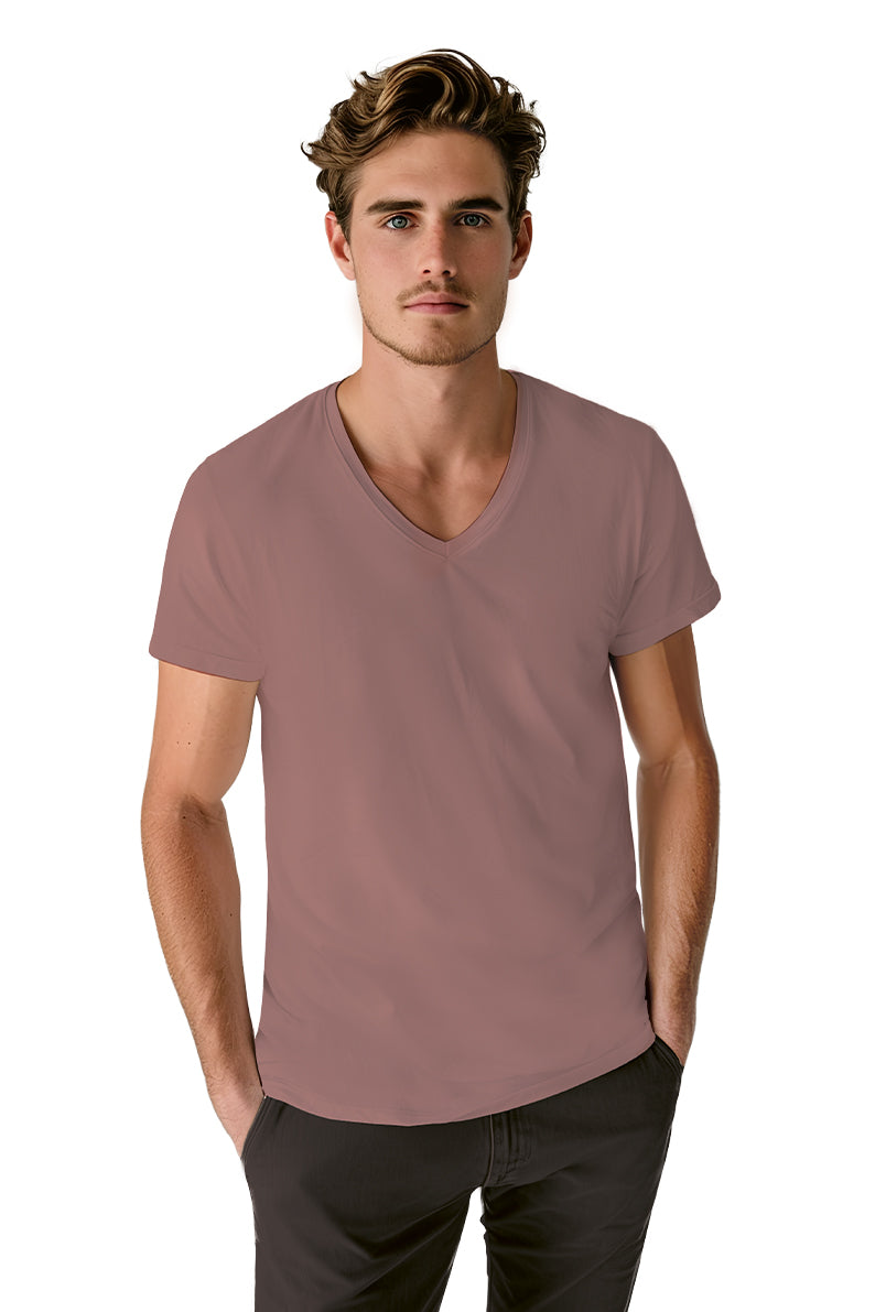 Playera Caballero MC / BASICA CUELLO V TERRACOTA (9001846374623)