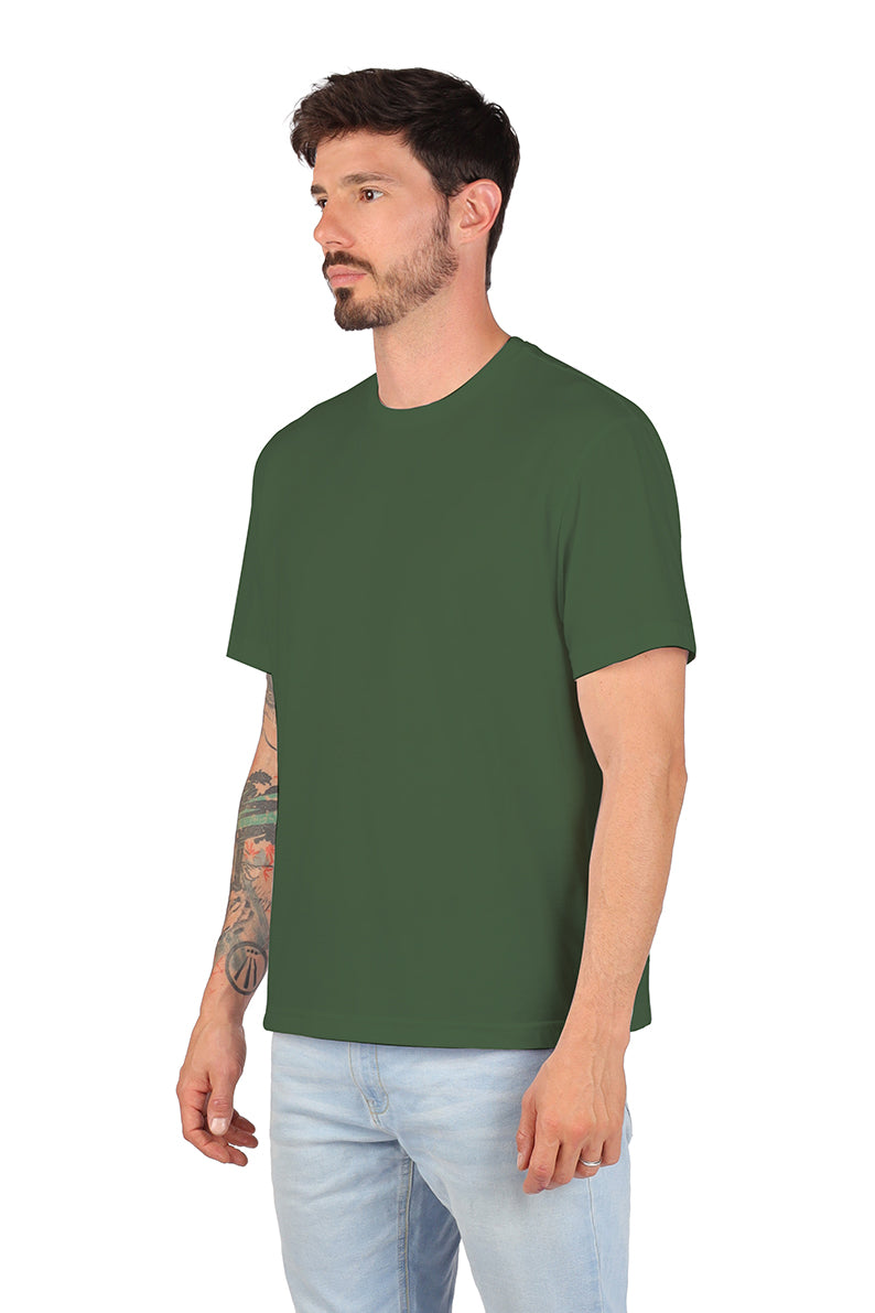 Playera Caballero MC / BASICA CUELLO REDONDO VERDE/MUSGO (9001795092703)