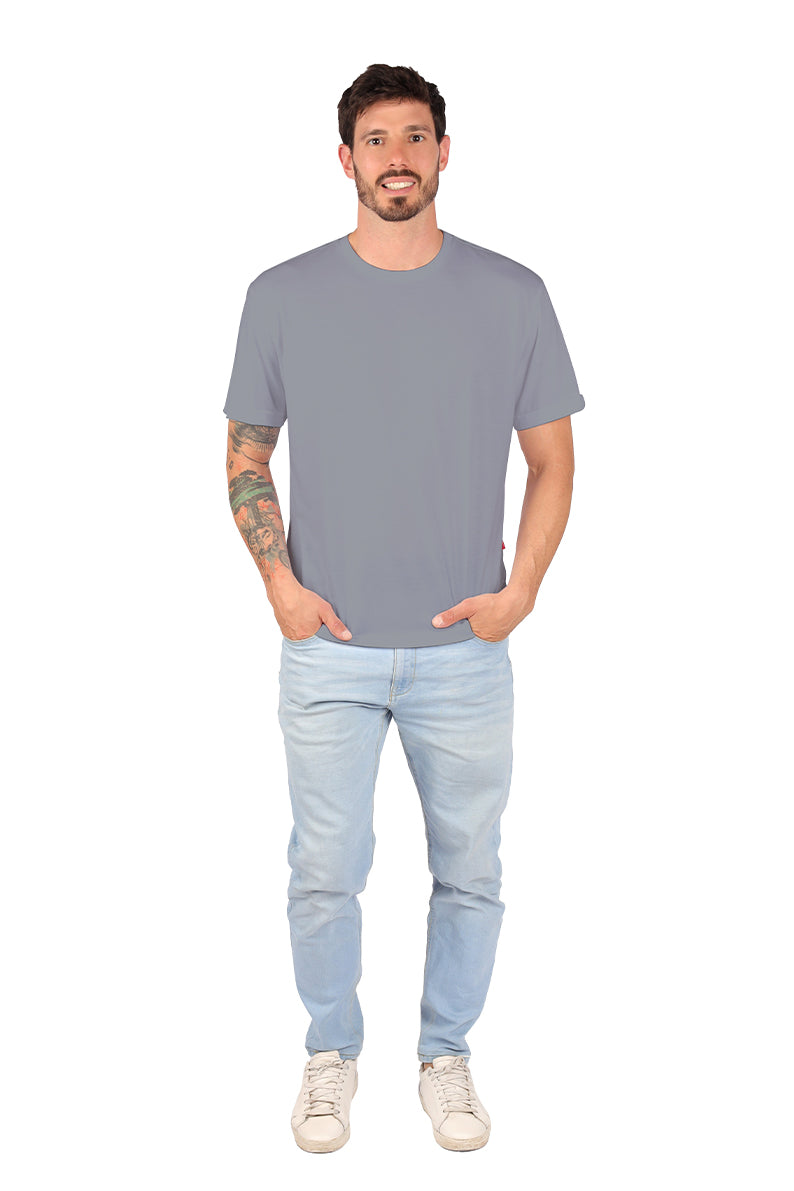 Playera Caballero MC / BASICA CUELLO REDONDO PERLA/GRIS (9001784148191)