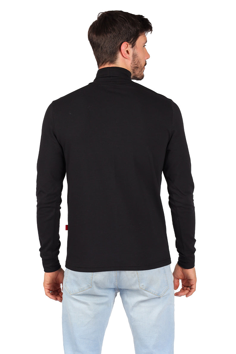 Playera Caballero ML / Básico Cuello Ruso NEGRO (8814030684383)
