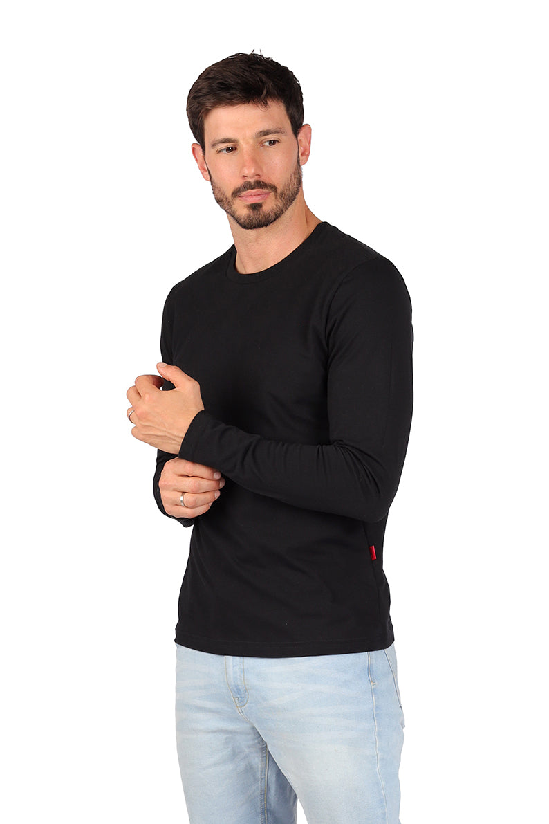 Playera Caballero ML / Cuello rojo NEGRO (8816909910239)