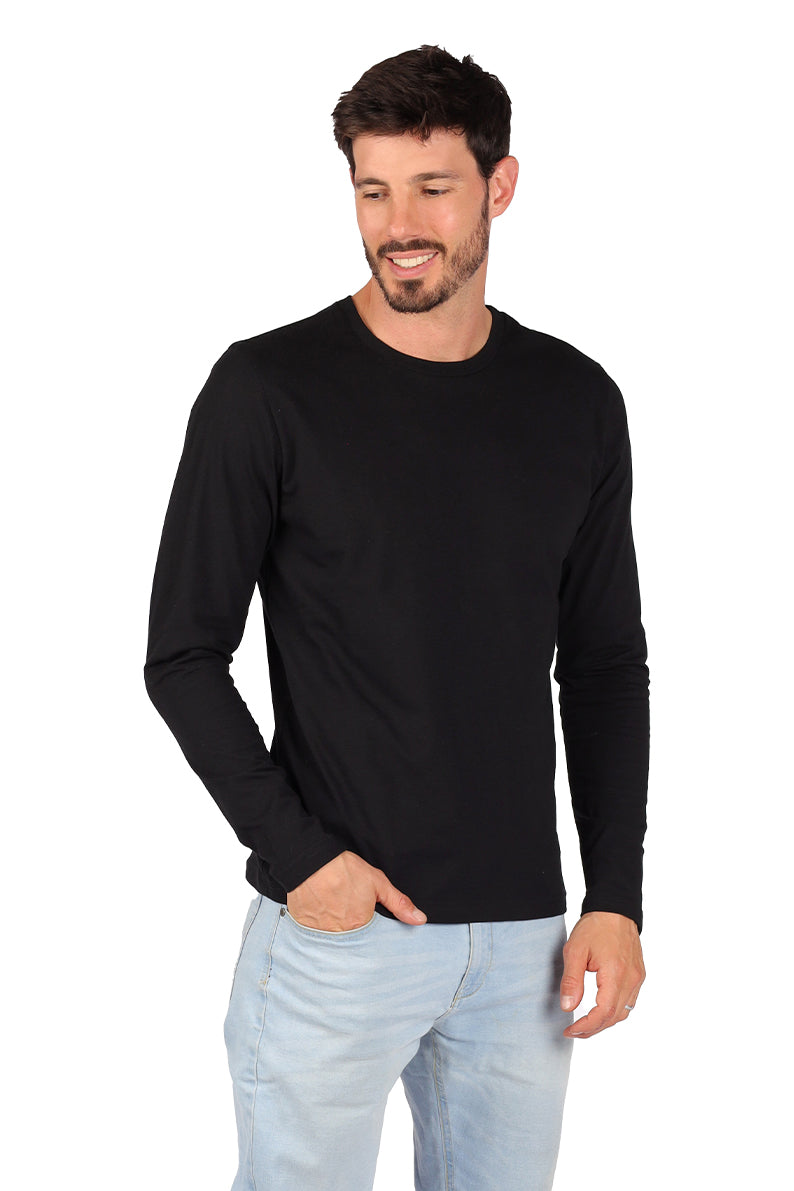 Playera Caballero ML / Cuello rojo NEGRO (8816909910239)