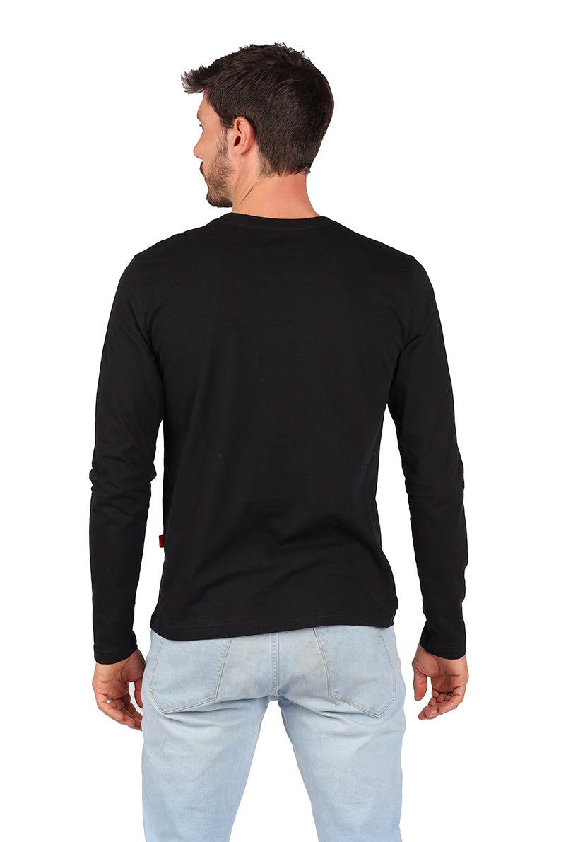 Playera Caballero ML / Cuello rojo NEGRO (8816909910239)