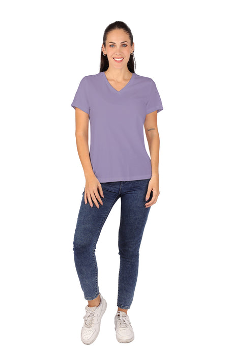 Playera Dama CHF MC  / BASICA CUELLO V LAVANDA (9004130861279)