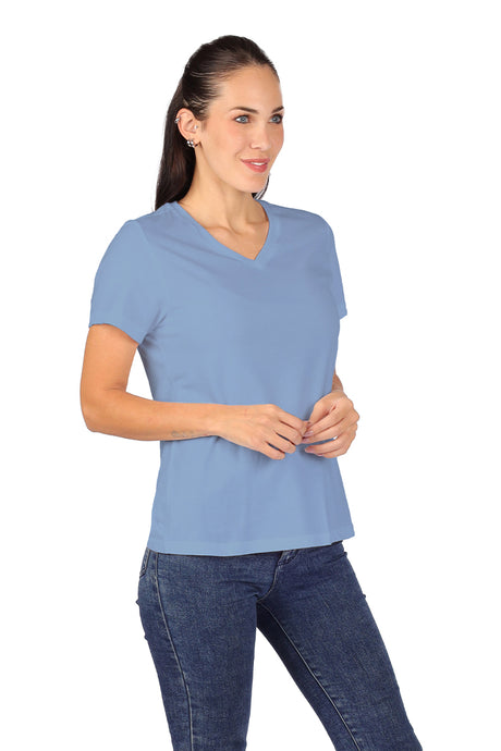 Playera Dama CHF MC  / BASICA CUELLO V DREAMBLUE (9003612012767)