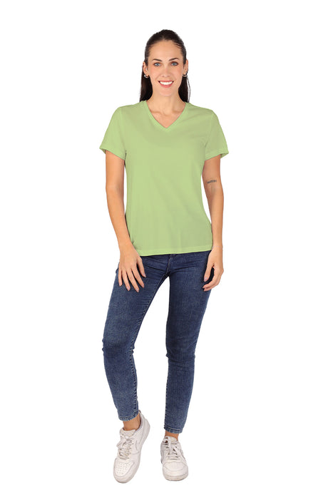 Playera Dama CHF MC  / BASICA CUELLO V PISTACHE (9004142985439)