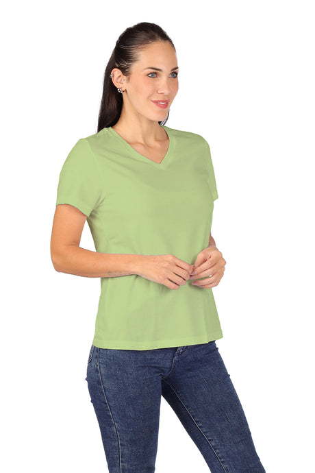 Playera Dama CHF MC  / BASICA CUELLO V PISTACHE (9004142985439)