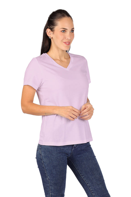 Playera Dama CHF MC  / BASICA CUELLO V ZARA/ROSA (9004146491615)