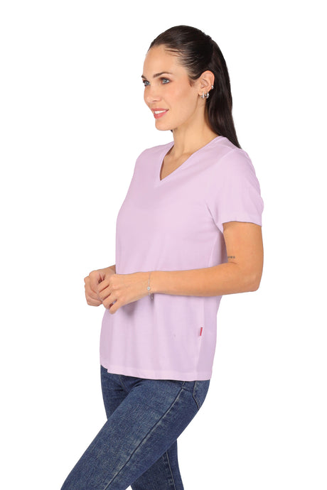 Playera Dama CHF MC  / BASICA CUELLO V ZARA/ROSA (9004146491615)