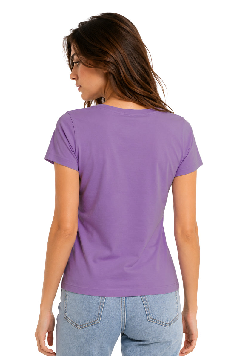 Playera Dama Básica Cuello V Chifon Lilac/Keepsake