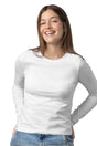 PLAYERA DAMA ML / CUELLO REDONDO LICRA BLANCO (9004795134175)