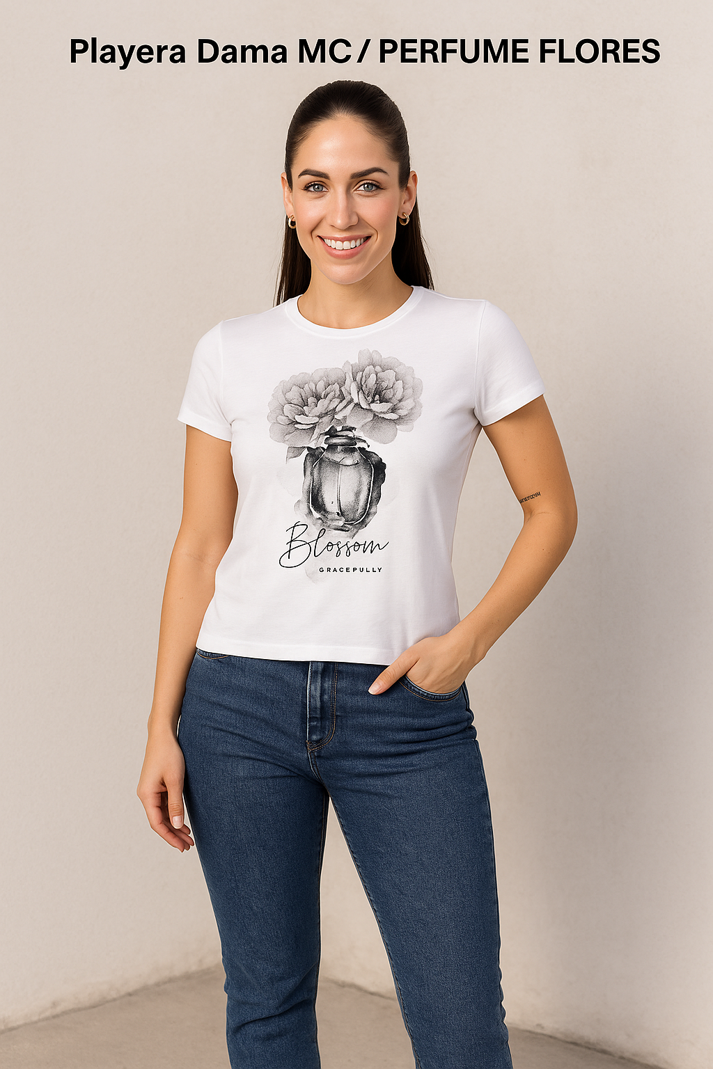 Playera Dama MC / PERFUME FLORES (8923100512479)