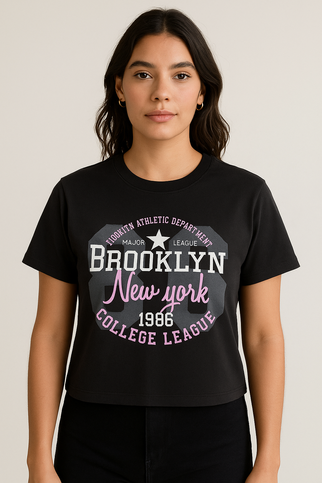Playera Dama MC / BROOKLYN  NEGRO (9064659157215)