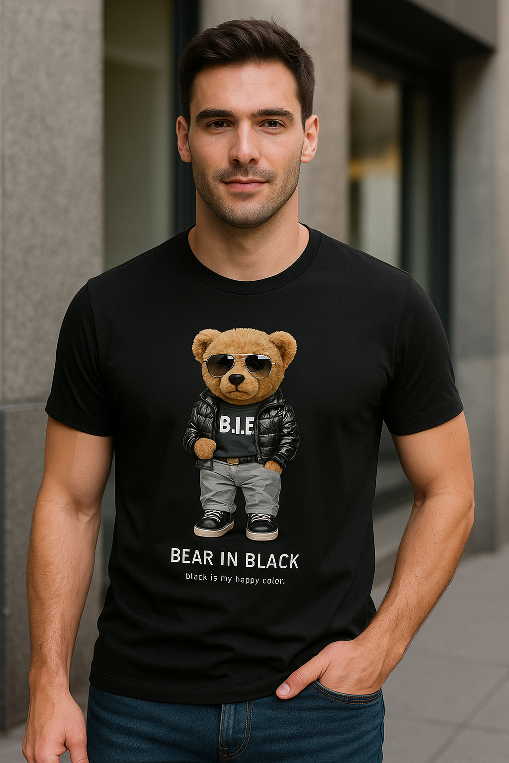 Playera Caballero MC / BEAR IN BLACK NEGRO (9028303061215)