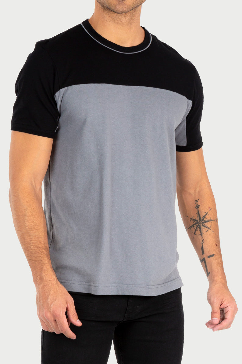 Playera Caballero MC/ CORTE GRIS NEGRO (7067047428278)