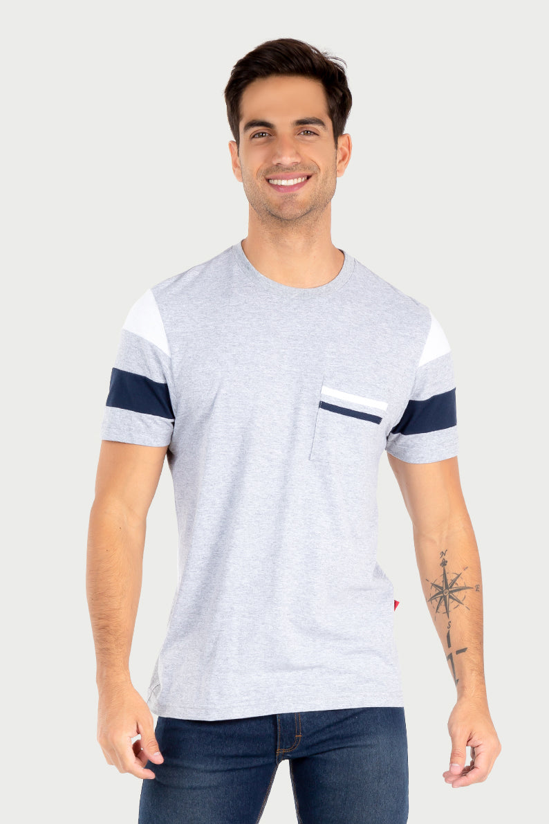 Playera Caballero MC/ MANGA BICOLOR (7067226308790)