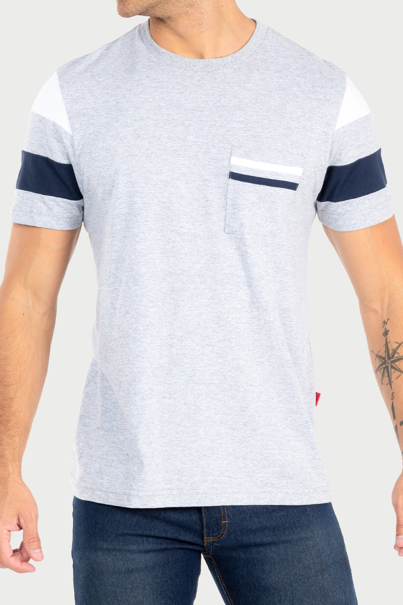 Playera Caballero MC/ MANGA BICOLOR (7067226308790)