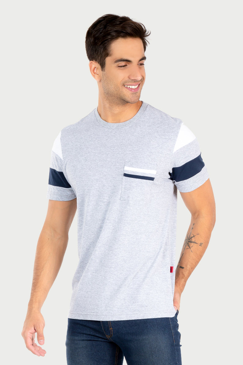 Playera Caballero MC/ MANGA BICOLOR (7067226308790)