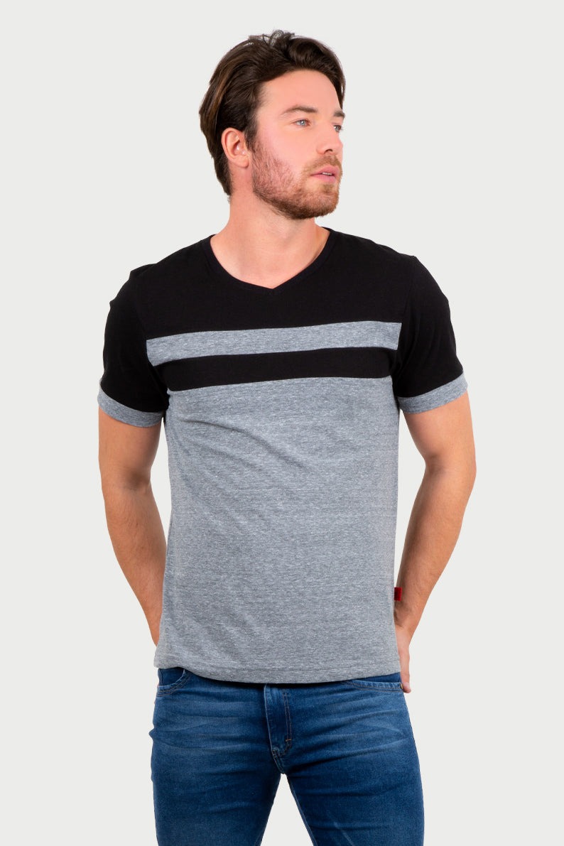 Playera Caballero MC/ CORTE GRIS JASPE (7067240792246)