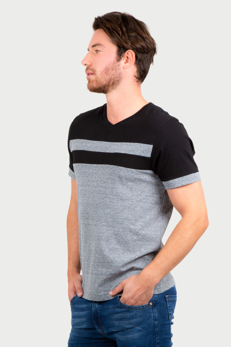 Playera Caballero MC/ CORTE GRIS JASPE (7067240792246)