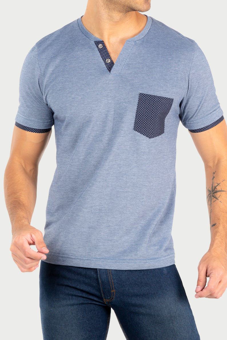 Playera Caballero MC/ HENLEY TABULEJO (7067310620854)