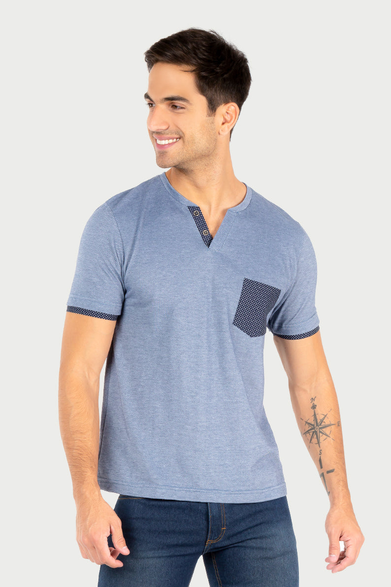 Playera Caballero MC/ HENLEY TABULEJO (7067310620854)