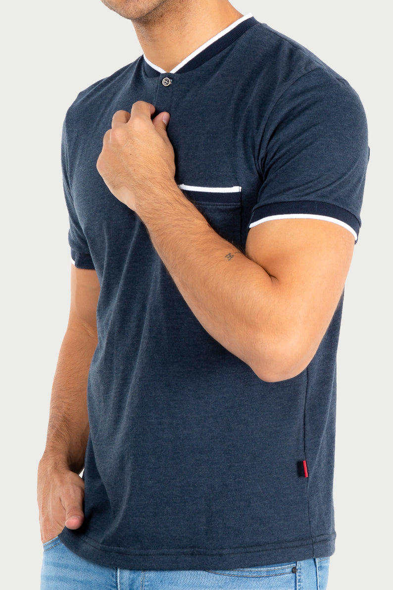 Playera Caballero MC/ HENLEY FILO BLANCO (7067112571062)