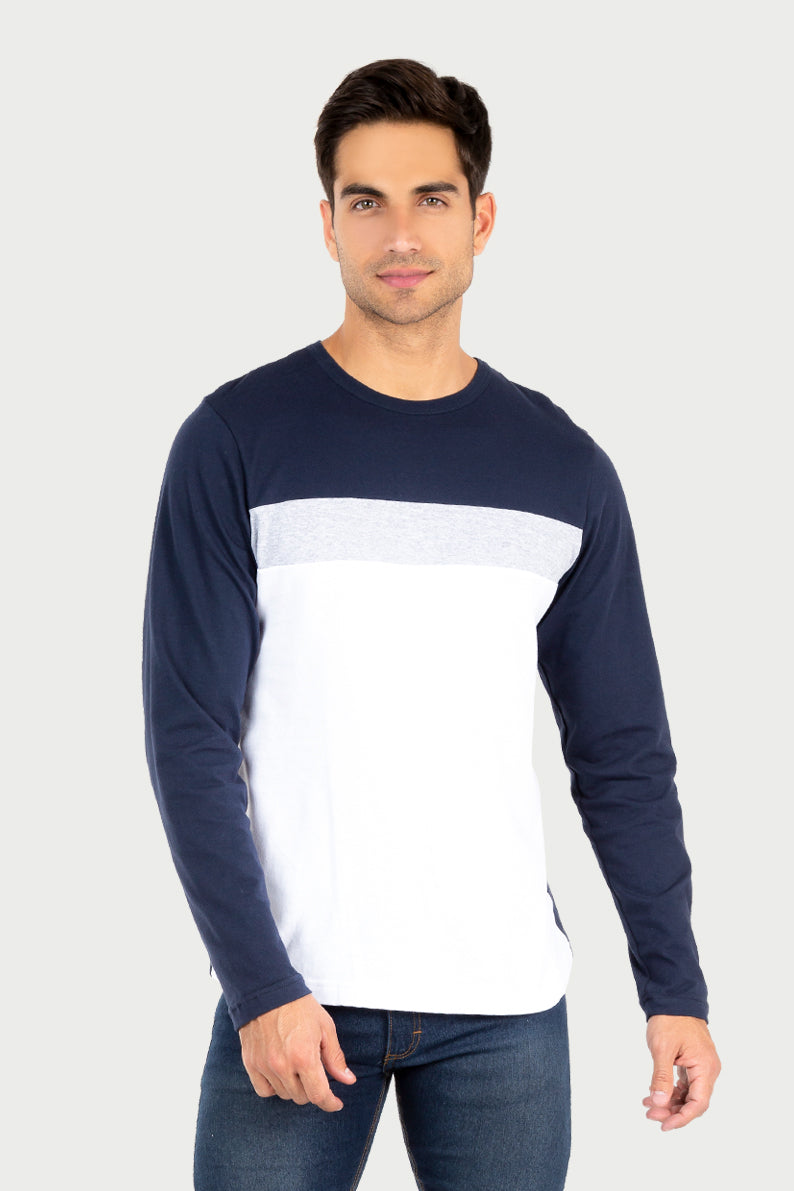 Playera Caballero ML / BLOQUE AZUL (7067142946998)