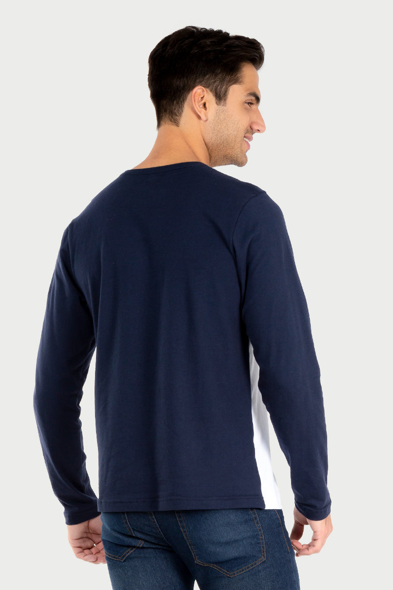 Playera Caballero ML / BLOQUE AZUL (7067142946998)