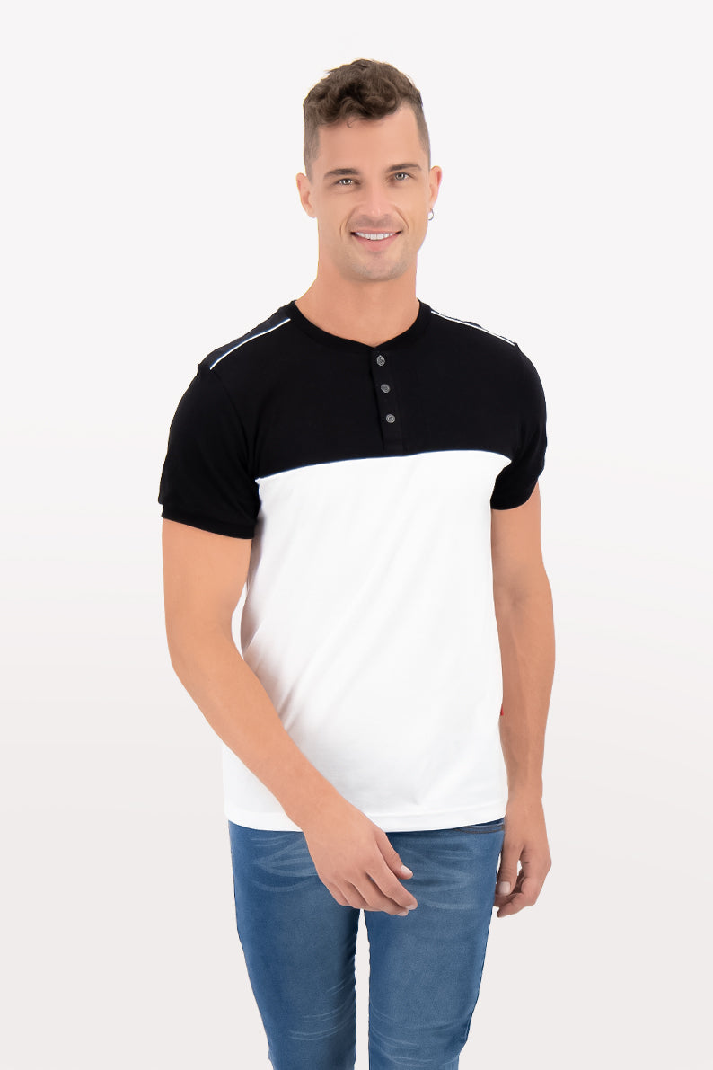 Playera Caballero MC/ HENLEY BN (7538958041311)