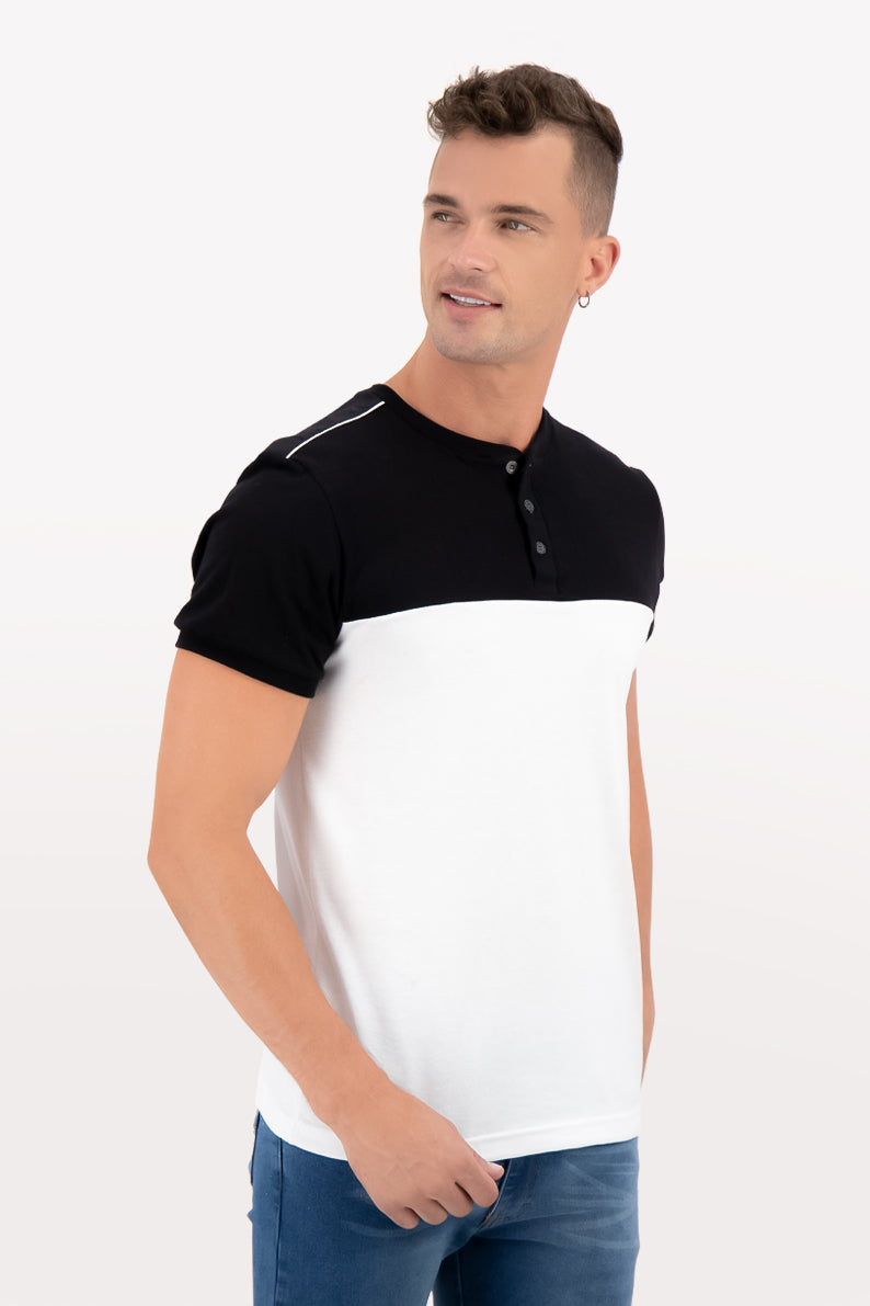 Playera Caballero MC/ HENLEY BN (7538958041311)