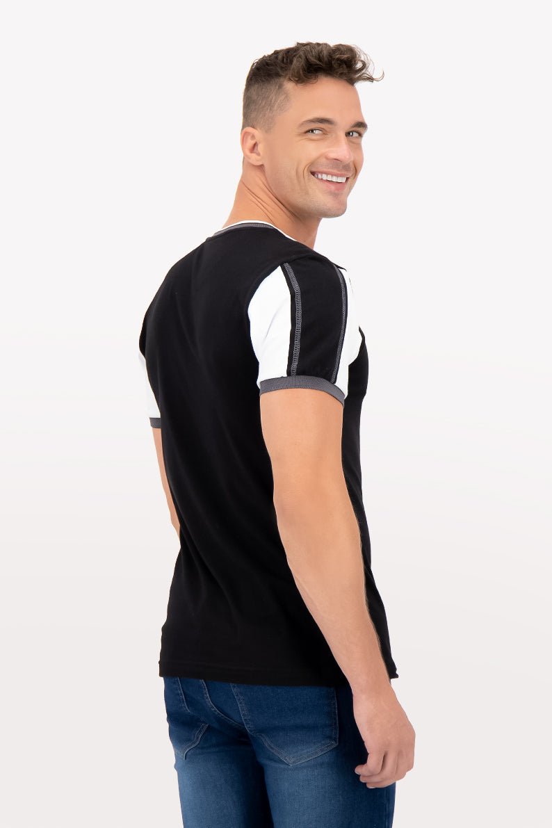 Playera Caballero MC/ HENLEY FILO GRIS (7533502628063)