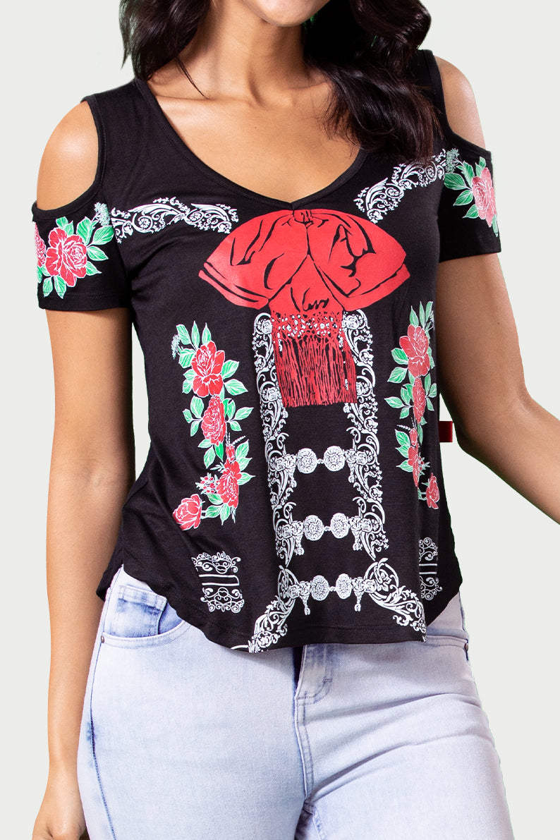 PLayera Dama MC / OFFSHOULDER CHARRA (7824908386527)