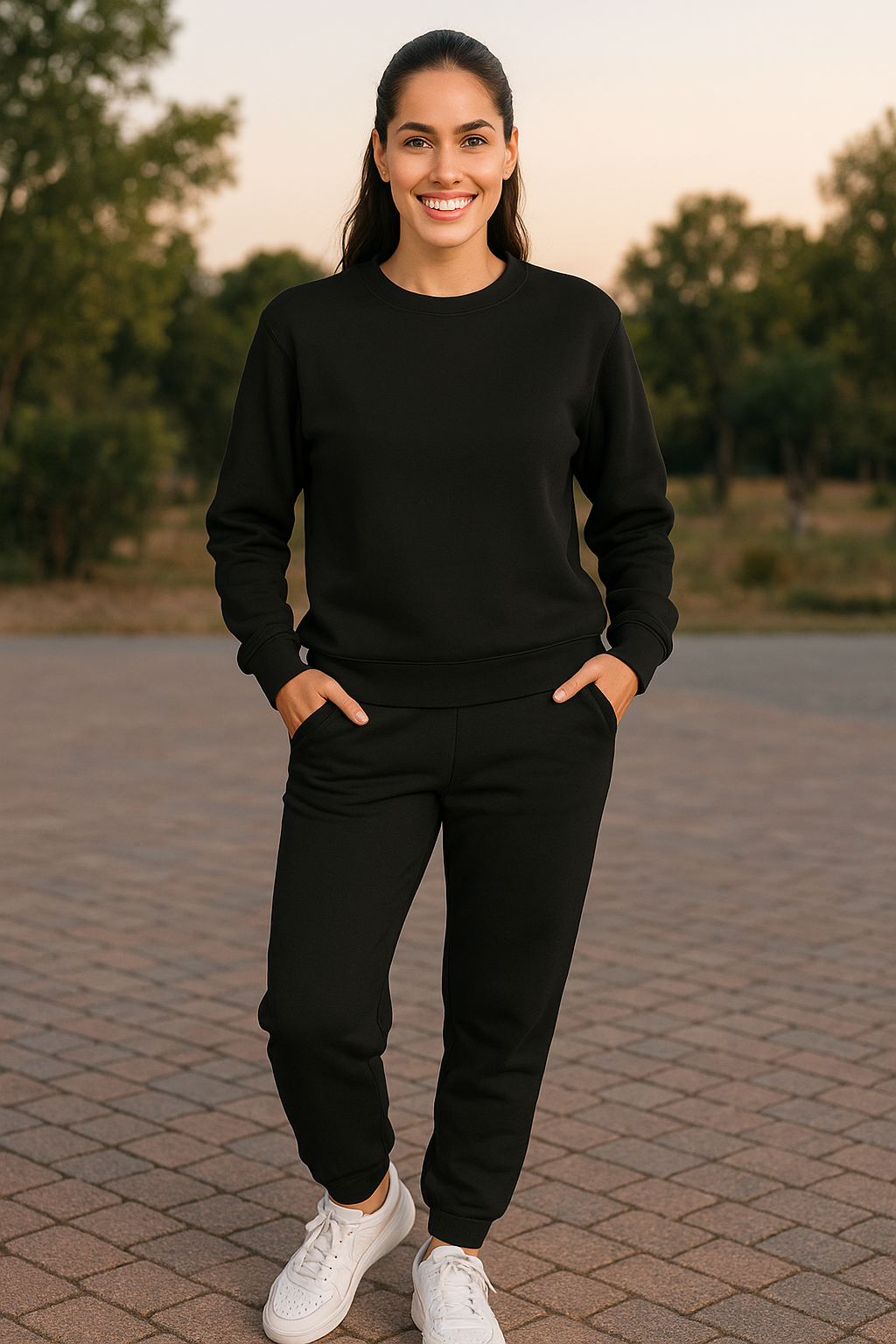 Sudadera FT Dama ML / BASICA CUELLO REDONDO NEGRO (9004822364383)