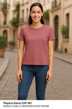 Playera Dama CHF MC  / BASICA CUELLO REDONDO DUSTY/ROSE (9003588583647)