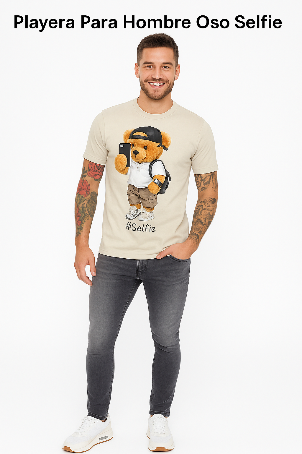 Playera Para Hombre Oso Selfie (8109839352031)