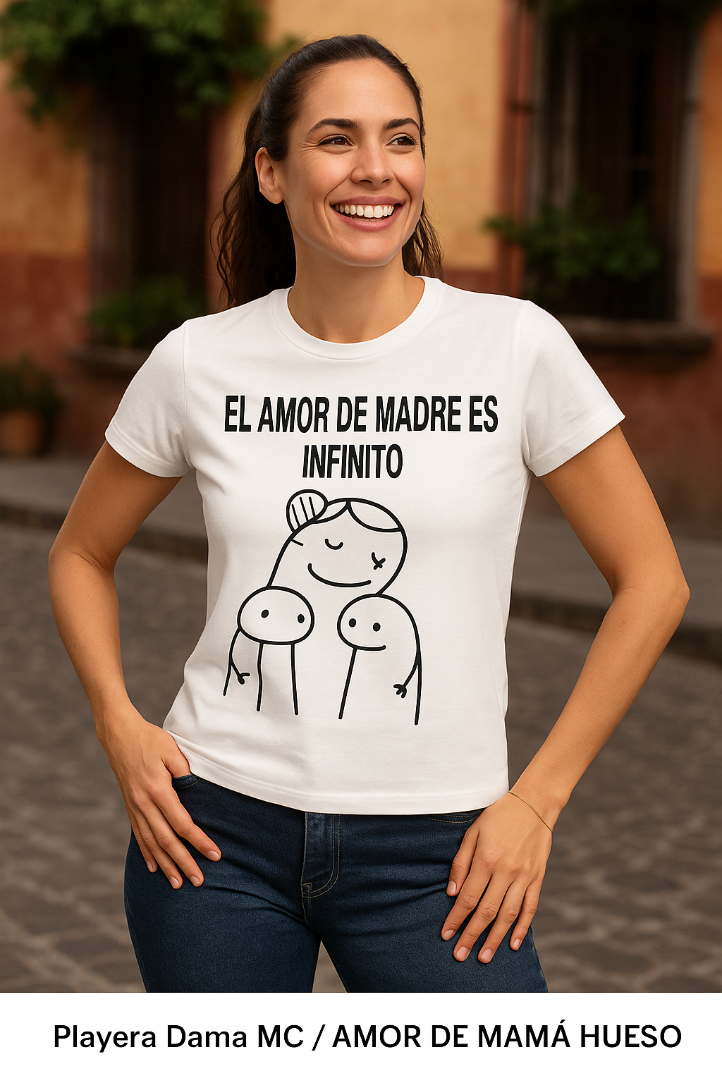 Playera Dama MC / AMOR DE MAMÁ HUESO (9028833968351)