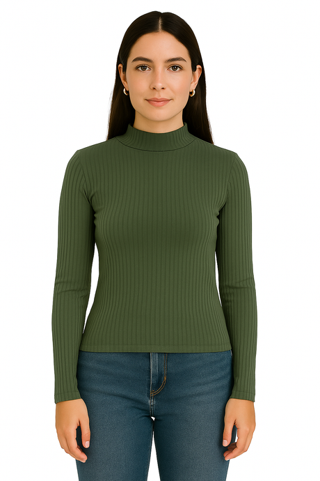 Playera Dama ML /  CUELLO RUSO OLIVE/CAPULET (9124188913887)