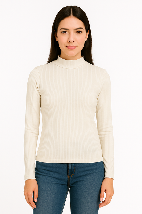 Playera Dama ML /  CUELLO RUSO BONE (9124190716127)
